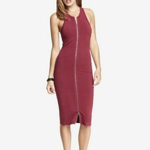 L Express burgundy Wine stretch midi w FULL ZIPPER